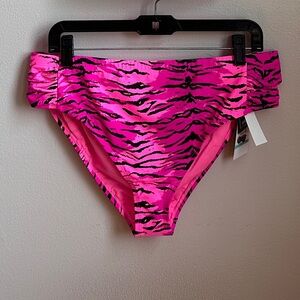 3/$20💥 California Waves Animal Print Swimsuit Bikini Bottoms Hot Pink Black NWT